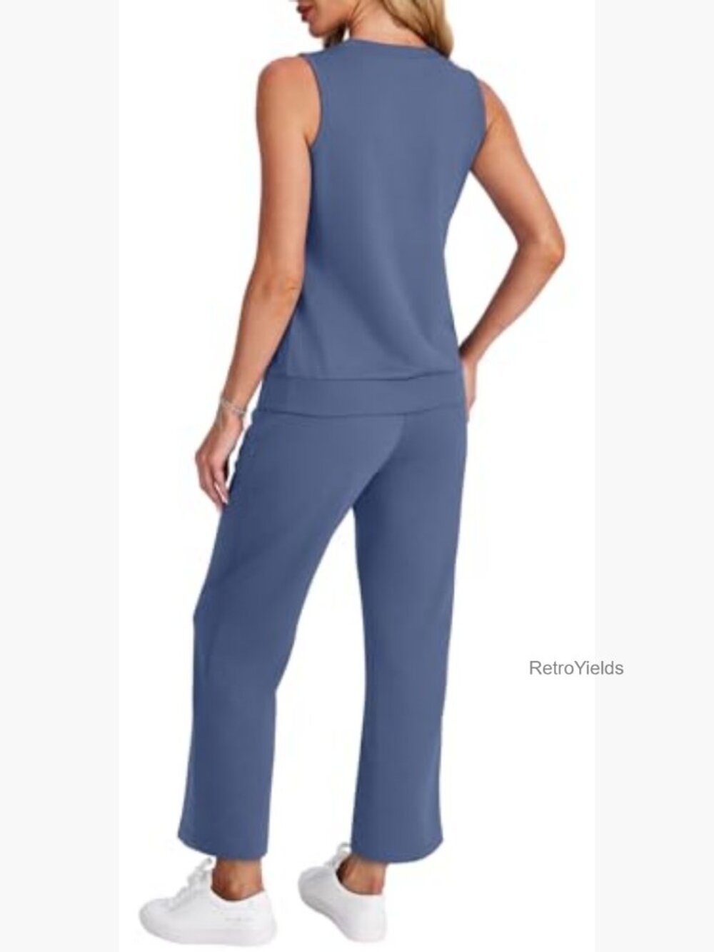 Two Piece Lounge Set - Summer V-Neck Matching Outfit - Picture 5 of 7